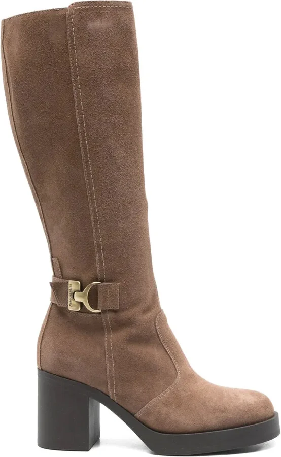 75mm Buckle-Detail Calf-Leather Boots