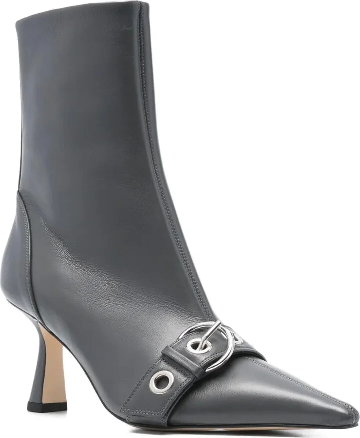75mm Buckle-Detail Pointed-Toe Boots - Image 2