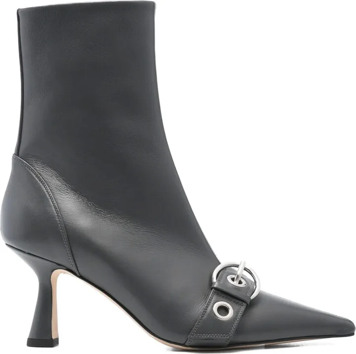 75mm Buckle-Detail Pointed-Toe Boots