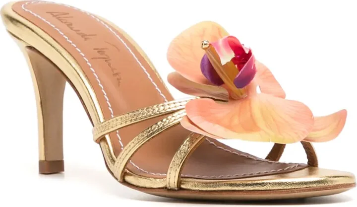 75mm Cecily flower-appliqué sandals - Image 2
