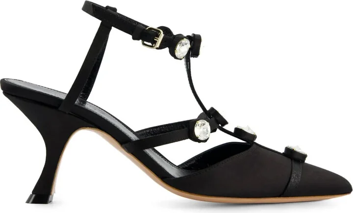 75mm Crystal-Embellished Satin Pumps
