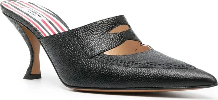 75mm Cut-Out Leather Mules - Image 2