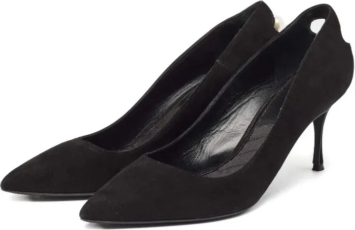 75mm Faux Pearl-Detailed Suede Pumps - Image 2