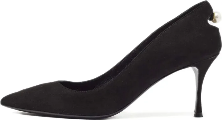 75mm Faux Pearl-Detailed Suede Pumps