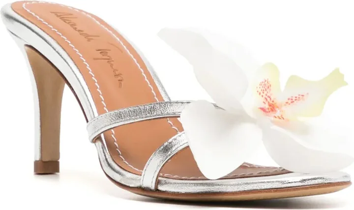 75mm Flower Leather Sandals - Image 2