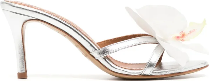 75mm Flower Leather Sandals