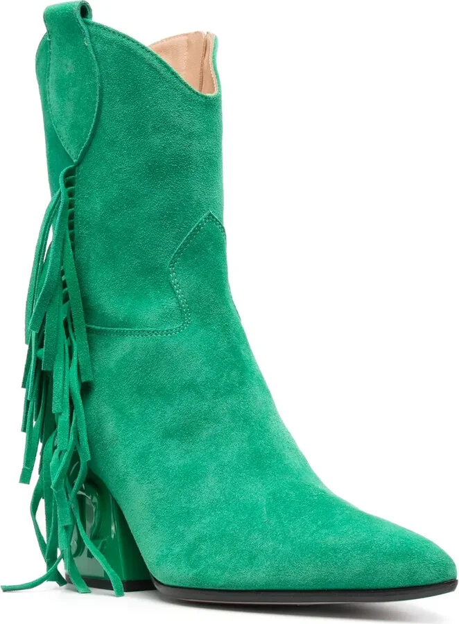 75mm Fringe-Detailed Suede Boots - Image 2