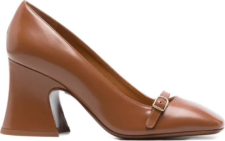 75mm Janis buckle-detail flared pumps