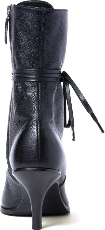 75mm Laced-Up Leather Stiletto Boots - Image 3