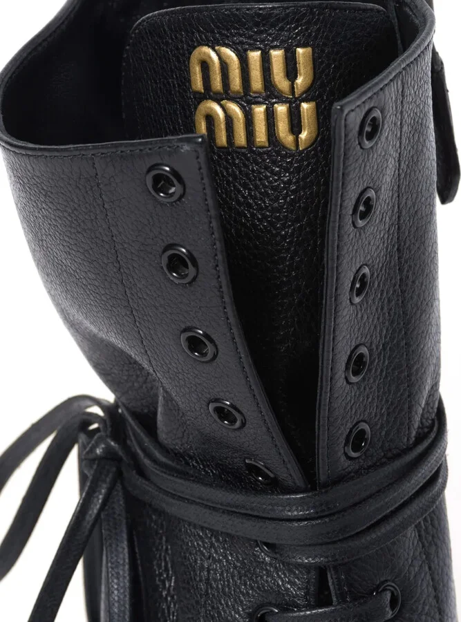 75mm Laced-Up Leather Stiletto Boots - Image 4