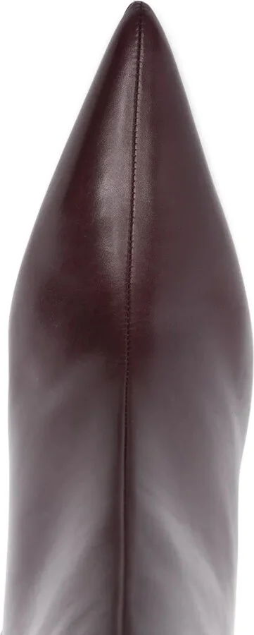 75mm Leather Pointed-Toe Heeled Boots - Image 4