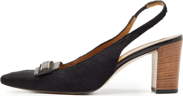 75mm Leather Slingback Pumps