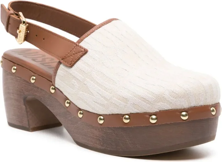 75mm Logo-Print Leather Clogs - Image 2