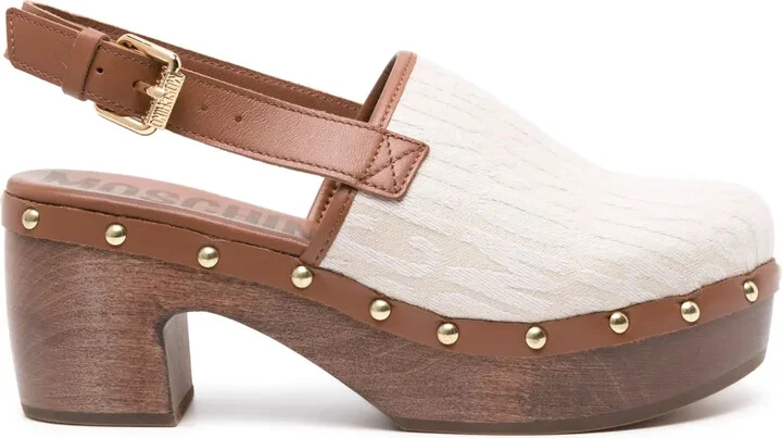 75mm Logo-Print Leather Clogs