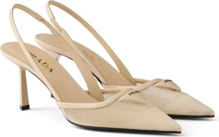 75mm Mesh Slingback Pumps - Image 2