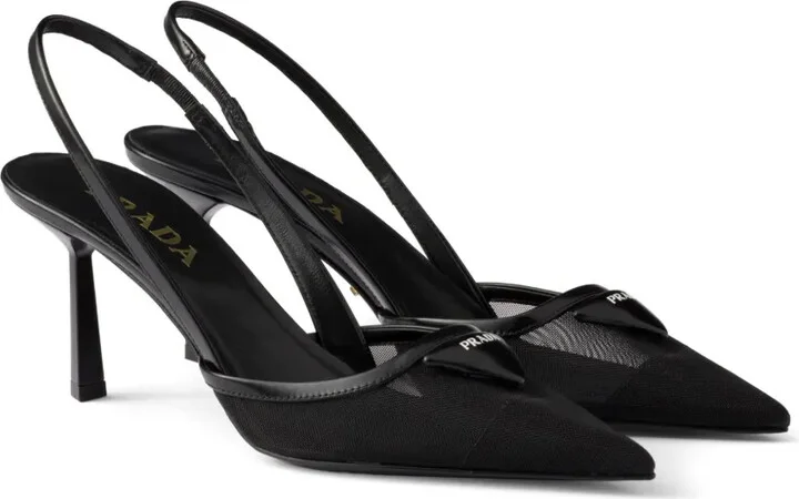 75mm Mesh Slingback Pumps - Image 2