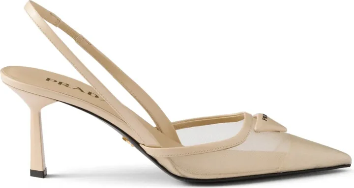 75mm Mesh Slingback Pumps