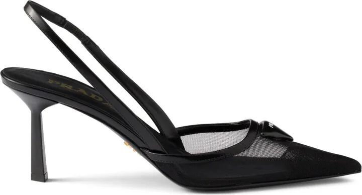 75mm Mesh Slingback Pumps