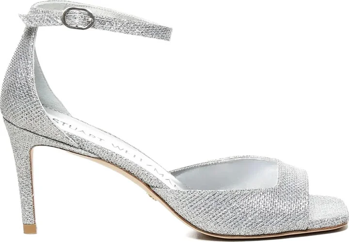 75mm Nudistia glitter square-toe sandals