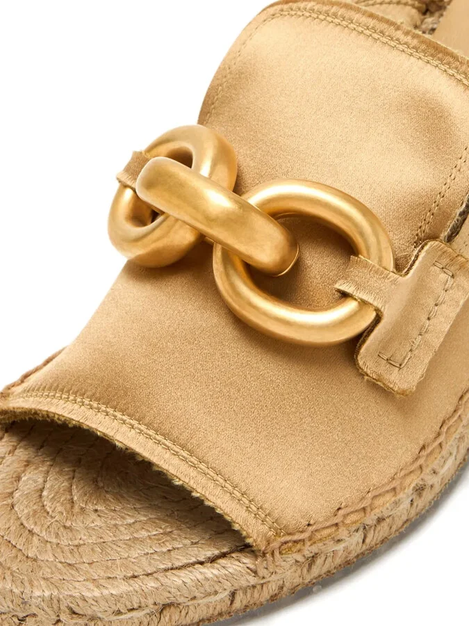 75mm Oliveta chain-embellished wedge mules - Image 4