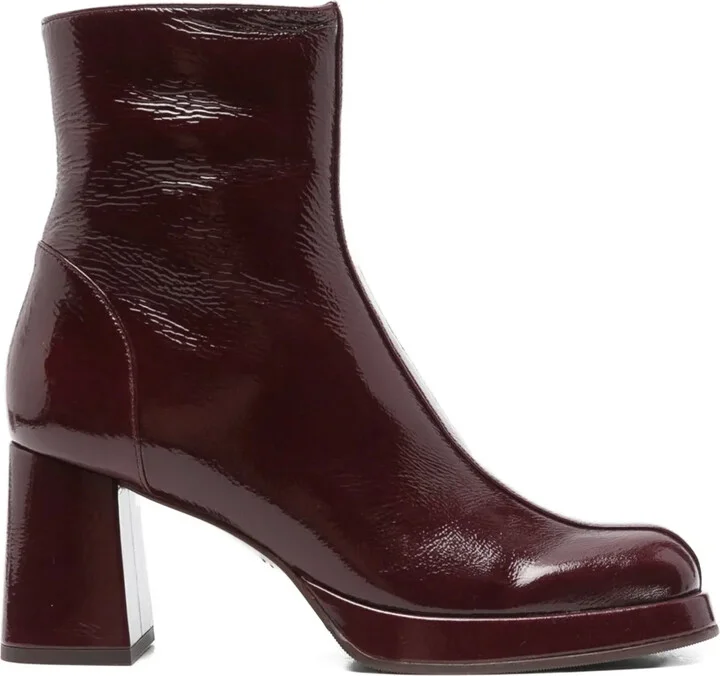 75mm Patent-Leather Block-Heel Boots
