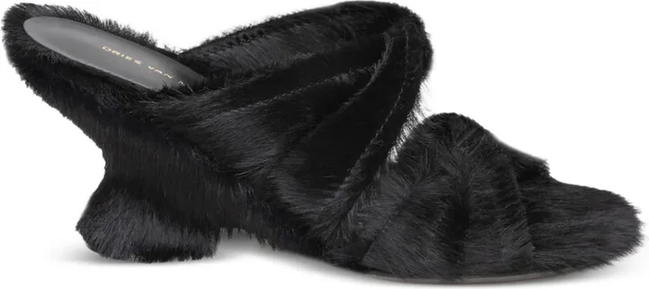 75mm Pony-Hair Sculpted-Heel Sandals