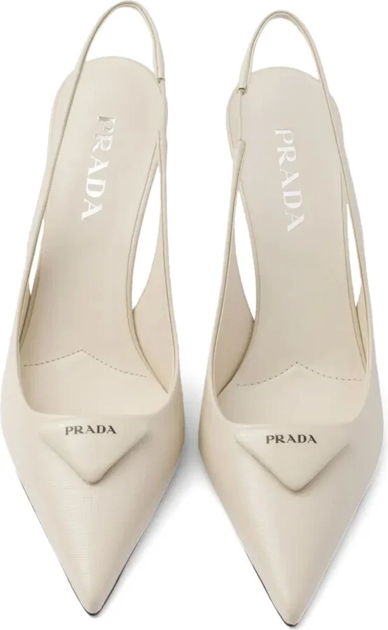 75mm Saffiano leather slingback pumps - Image 3