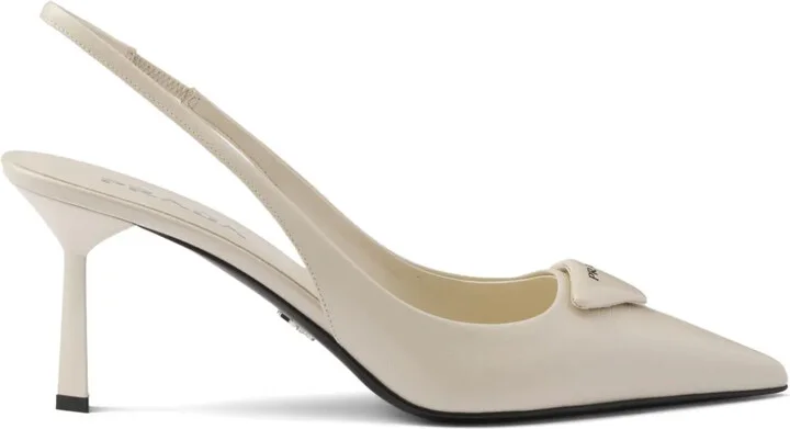 75mm Saffiano leather slingback pumps
