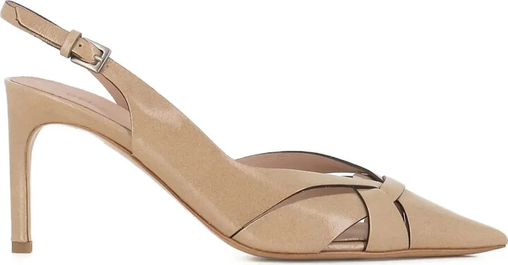 75mm Slingback Leather Pumps
