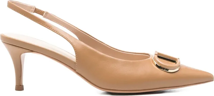 75mm Slingback Leather Pumps