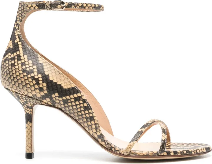 75mm Snakeskin-Effect Leather Sandals