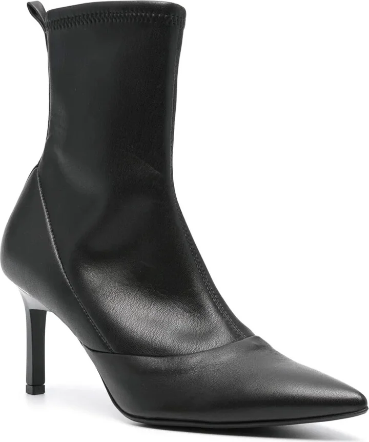75mm Sock-Style Ankle Leather Boots - Image 2