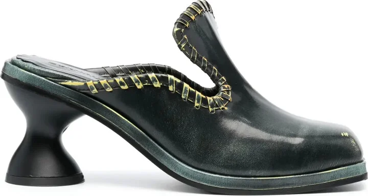 75mm Square-Toe Leather Mules
