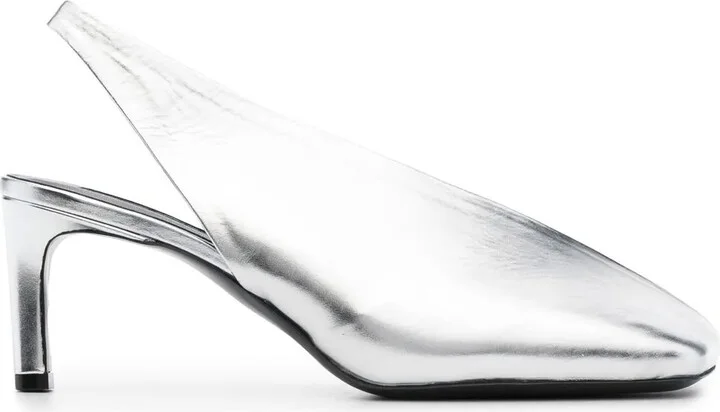 75mm Square-Toe Leather Pumps