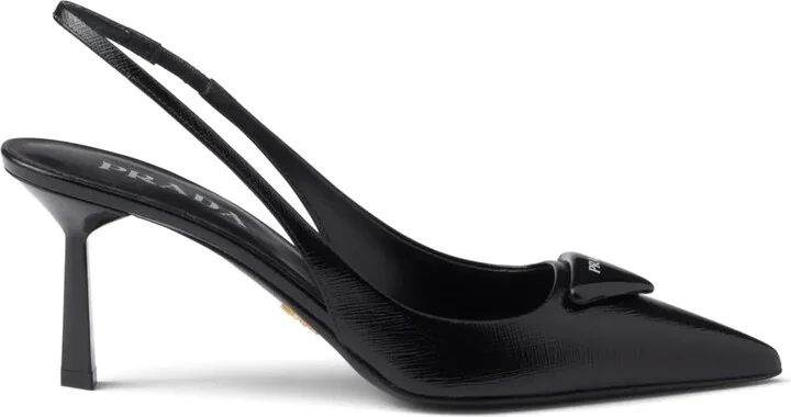 75mm Triangle-Logo Leather Pumps