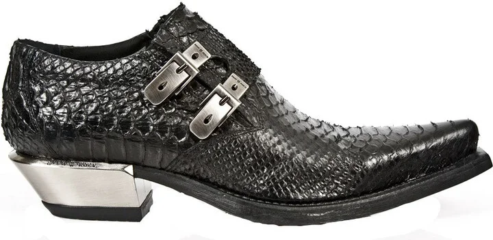 7934-S2 Embossed Leather Buckle West Boots