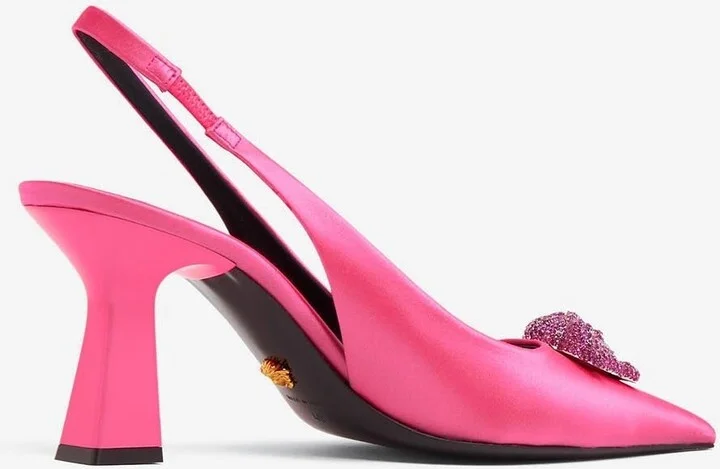 80 Crystal Embellished Medusa Slingback Pumps in Satin - Image 2