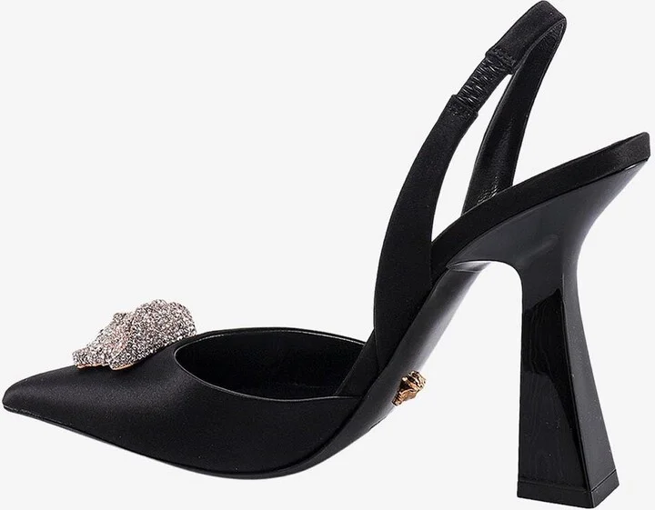 80 Crystal Embellished Medusa Slingback Pumps in Satin - Image 2