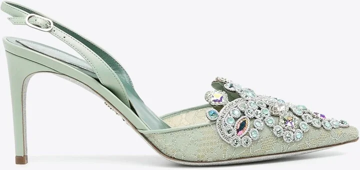 80 Crystal Embellished Slingback Pumps