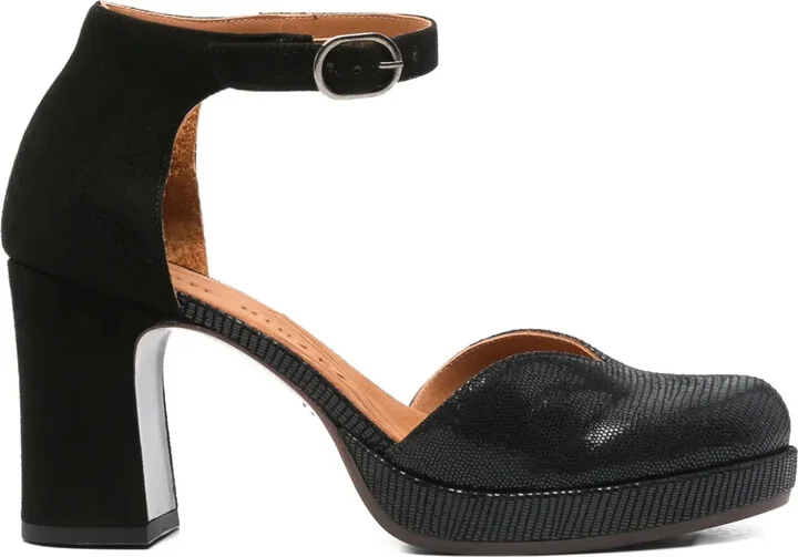 80mm Ankle-Strap Block-Heel Pumps