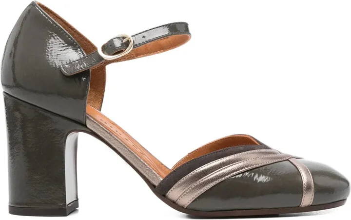 80mm Ankle-Strap Block-Heel Pumps