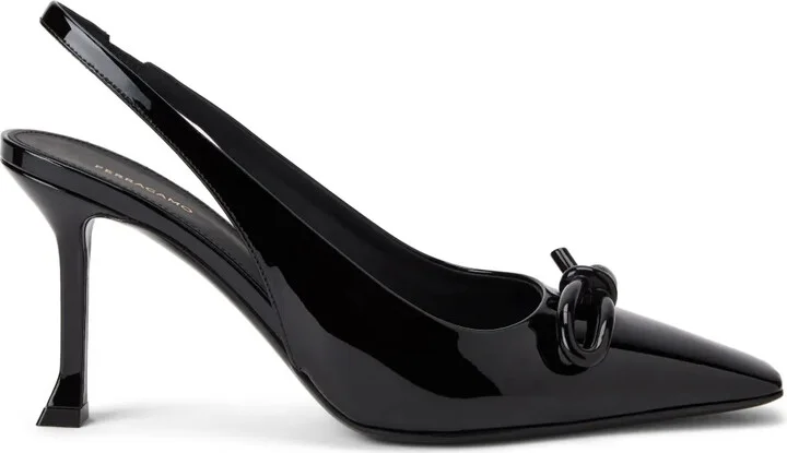 80mm Bow-Detailing Slingback Pumps