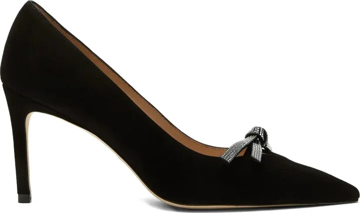 80mm Bow-embellished suede pumps