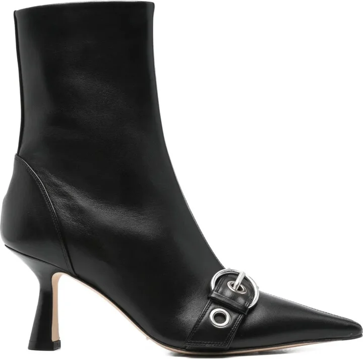 80mm Buckle-Detail Pointed-Toe Boots
