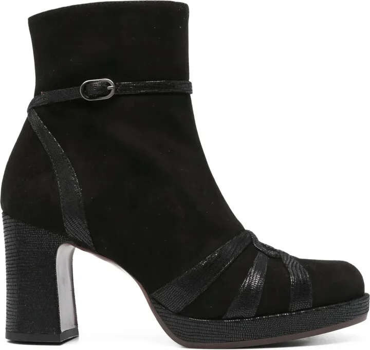 80mm Buckle-Strap Suede Boots