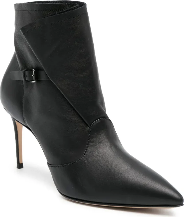 80mm Buckled Leather Boots - Image 2