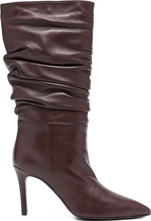 80mm Calf Leather Pointed-Toe Boots