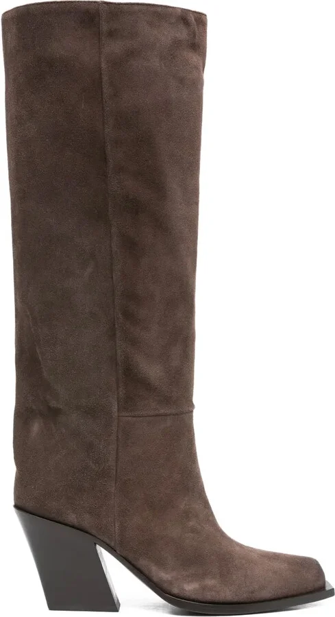 80mm Calf-Suede Pointed-Toe Boots