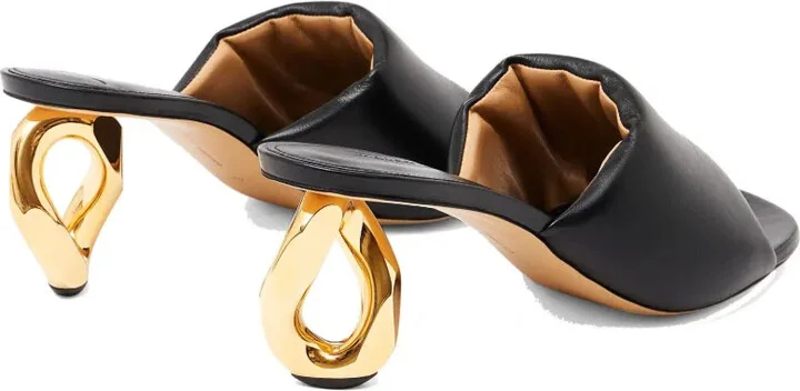 80mm Chain-Heel Leather Mules - Image 3