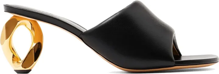 80mm Chain-Heel Leather Mules